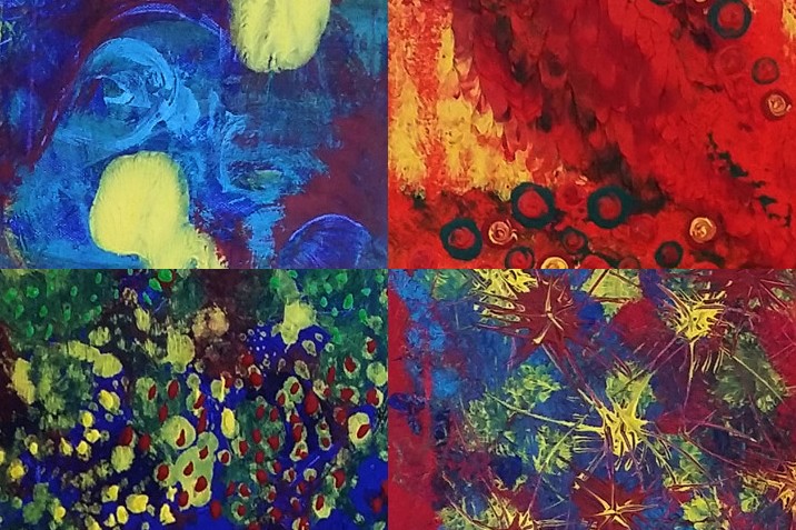 Farbintensive abstrakte Acrylbilder aus einem Malkunst-Workshop in der Malkunstwerkstatt Cottbus
